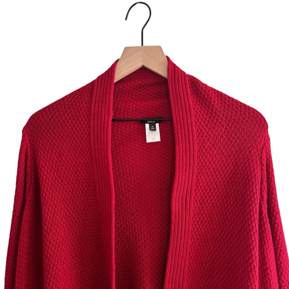 Talbots Knit Wool Blend Sweater Cardigan Medium Red Open Front Long Sleeve - Picture 2 of 15